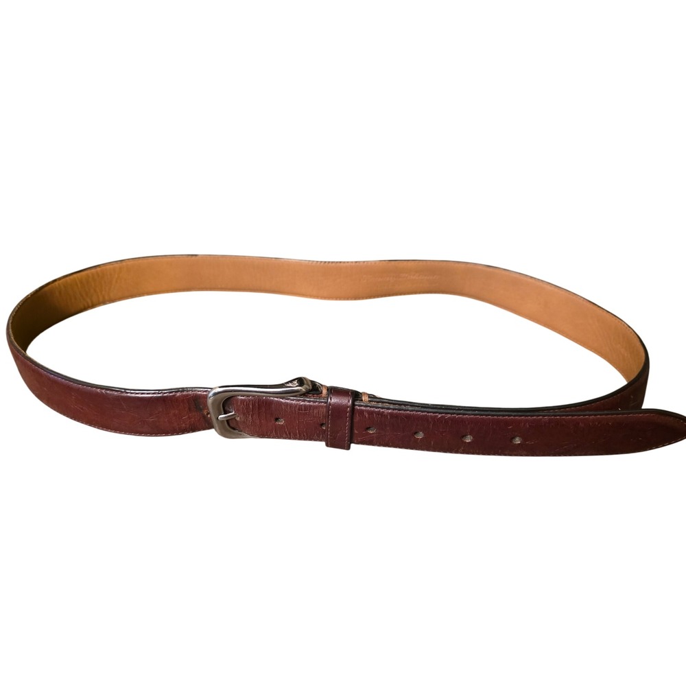 Tommy Bahama Mens Brown Leather Embossed Palm Leaf Belt Size 38-40